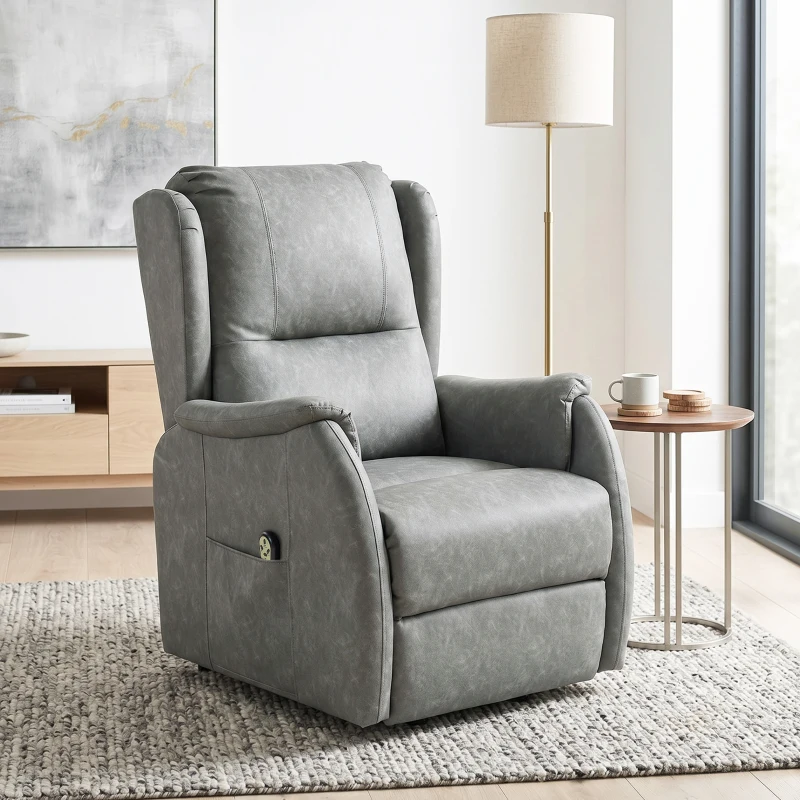 HOMCOM Power Lift Recliner Chair, Dual Motor Electric Lift Chair for Elderly with Remote Control, Grey