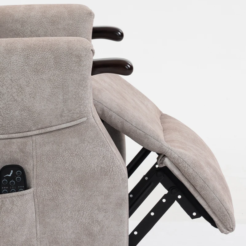 HOMCOM Elektrische Sta-op Fauteuil met Massage, Verwarming en Ligfunctie, Lichtgrijs
