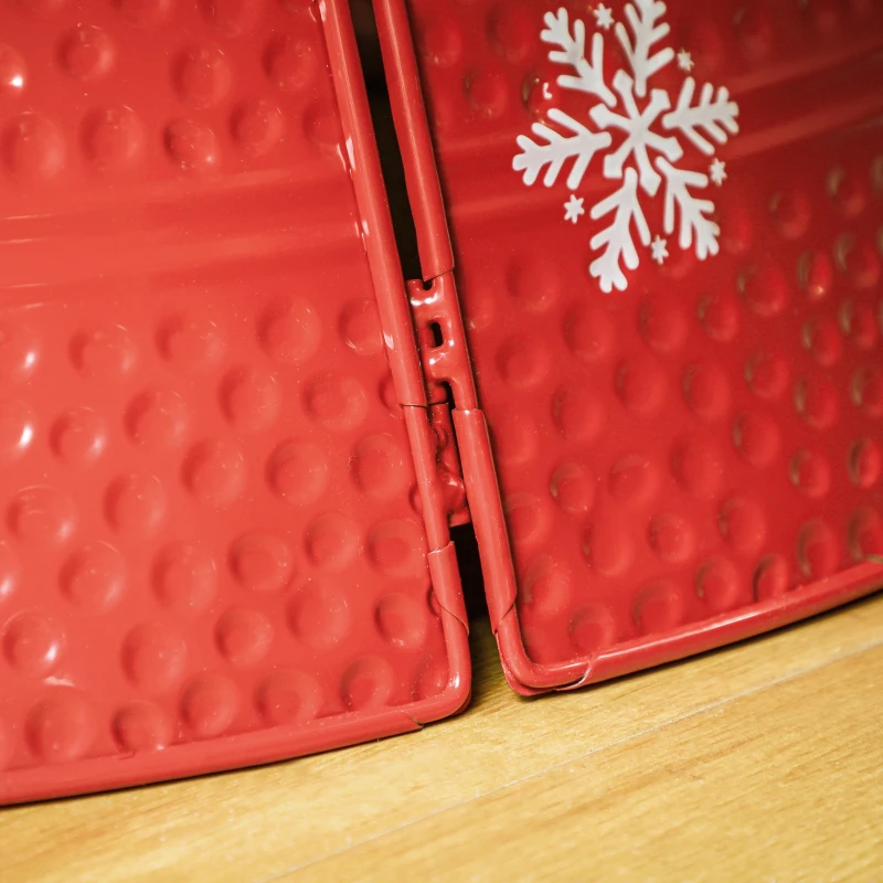 HOMCOM Falda para Árbol de Navidad de Metal Impermeable Decoración para Árbol Navideño 66x66x23 cm Rojo