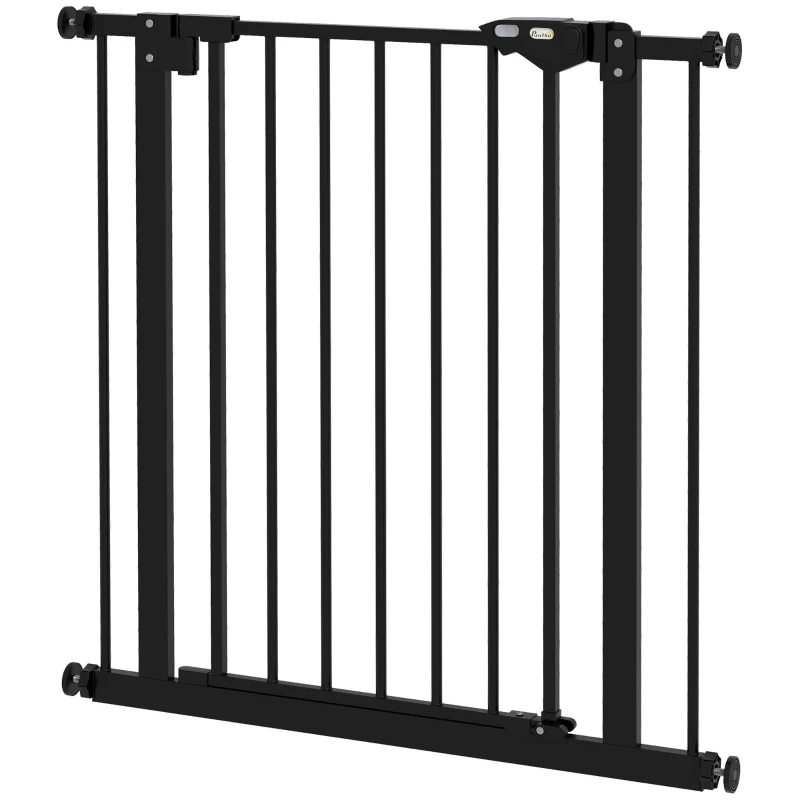PawHut Cancellino per Cani e Animali Domestici con Chiusura Automatica per Scale e Ingressi, 68x77 cm, Nero