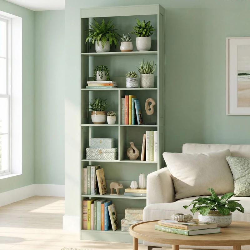 HOMCOM Bookcase, 6-Tier Bookshelf with Open Storage Shelves, Cubes, 180 cm Tall Display Shelf with Anti-Tipping Design, Green