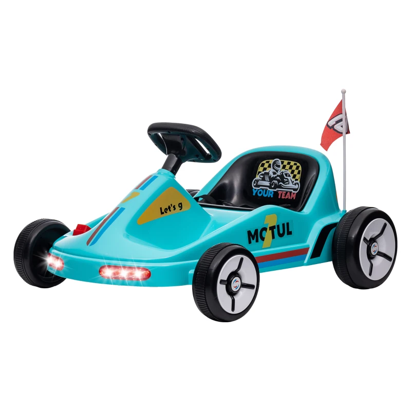AIYAPLAY 6V Electric Go Kart for Kids with Music, Light, Horn, for 3-5 Years, Blue