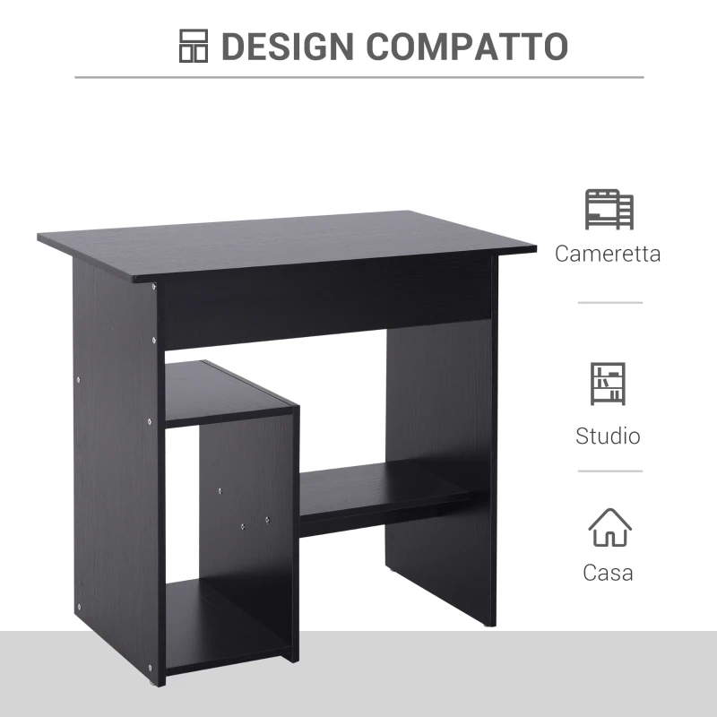 HOMCOM Scrivania PC Moderna in Legno con Ripiano per CPU e Spazio per Tastiera Estraibile, 80x45x75 cm, Nero