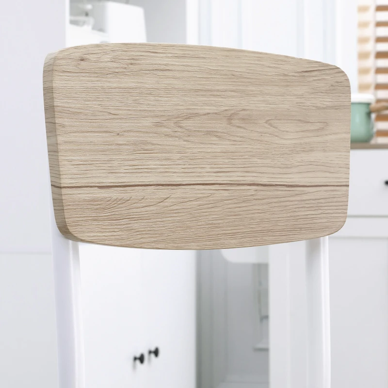 HOMCOM 3-delige eetset zitgroep eettafelset houten tafel MDF + metaal natuurlijke houtnerf + wit met 1 tafel + 2 stoelen | Aosom.de