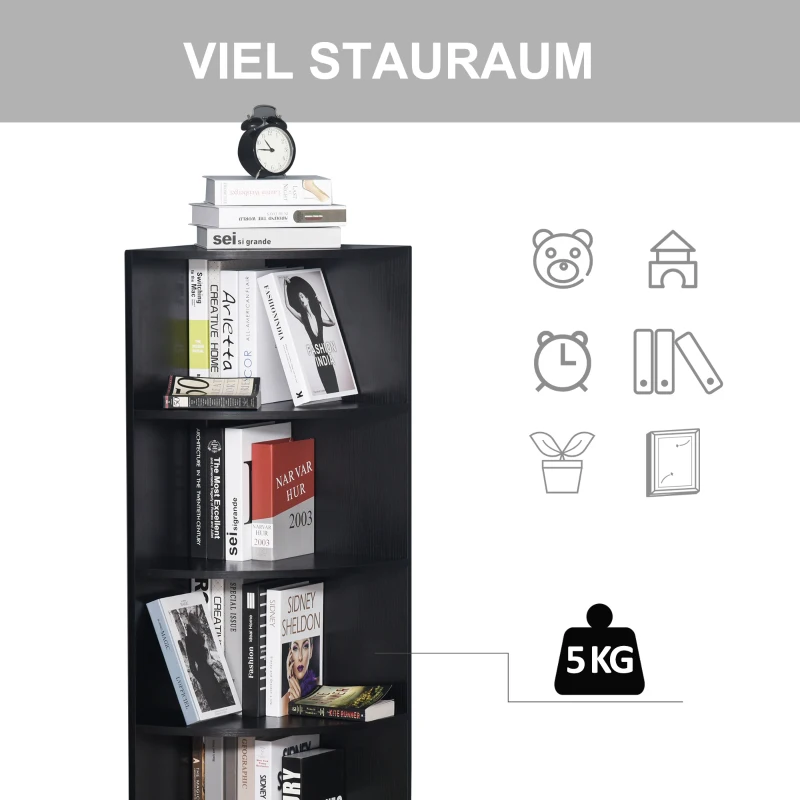 HOMCOM vrijstaande stelling hoekkast boekenkast opbergkast badkamerstelling decoratieve stelling houten stelling 4 vakken
