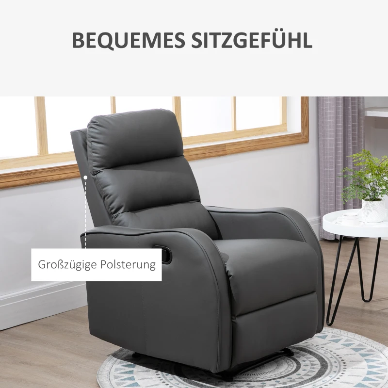 HOMCOM Relaxstoel met voetensteun, ligstoel, uitklapbare voetensteun, kunstleer, zwart