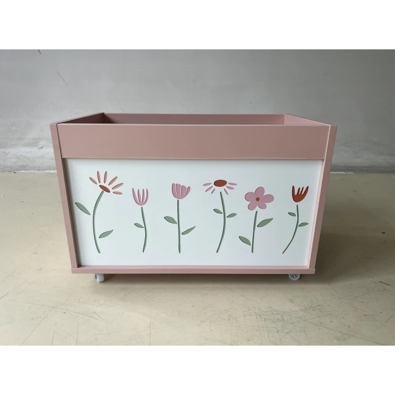 AIYAPLAY Coffre à jouets pour enfants 3-8 ans avec roulettes, 34.5L, capacité 15 kg, 50x30x33.5 cm, pour chambre, Rose