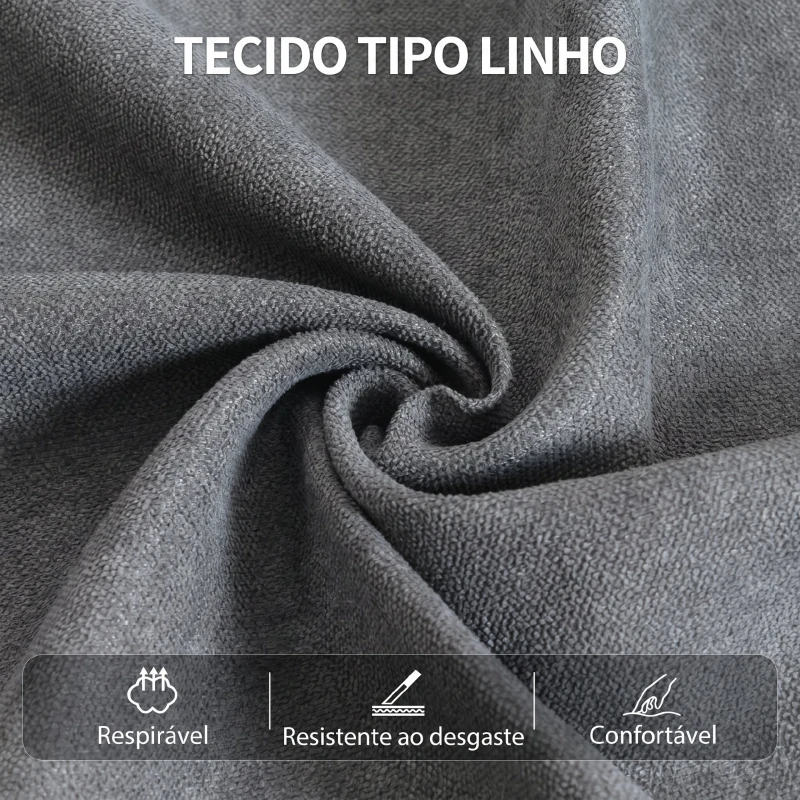 HOMCOM Cadeirão Reclinável Manual 150° em Tecido Efeito Linho com Apoio para os Pés e Braços Acolchoados – Cinzento Escuro