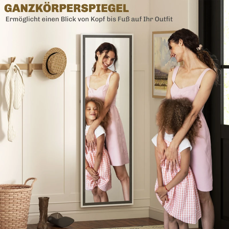 HOMCOM Volledige Lichaamsspiegel, MDF-Frame, Splintervrije Folie, 162,6 x 53,3 cm, Grijs