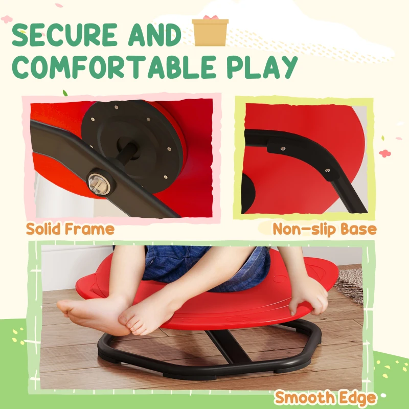 AIYAPLAY Planet-Shaped-kids Swivel Chair, Sensory Spinning Chair for Balance, Coordination Training, Red