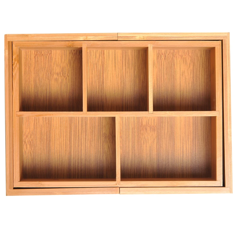 HOMCOM opbergdoos uitschuifbaar organizer box lade organizer bamboe natuur