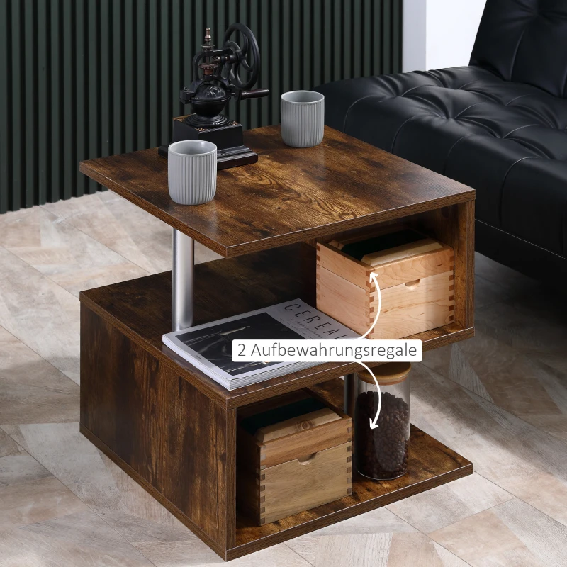Salontafel bijzettafel koffietafel theetafel houtnerf metaal bruin