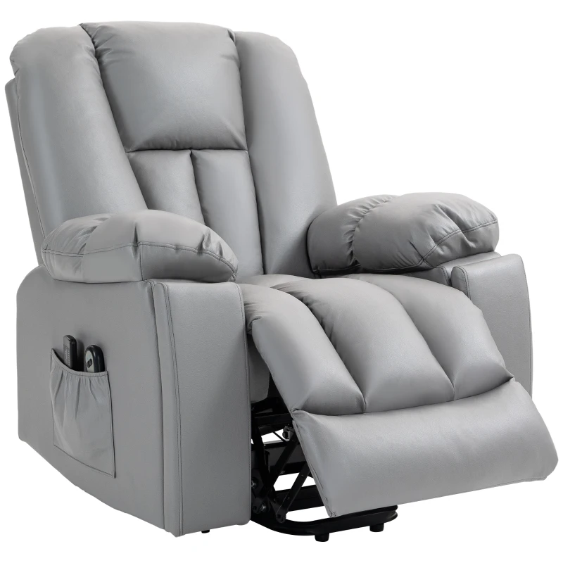 HOMCOM Massagestoel Relaxfauteuil Seniorfauteuil, afstandsbediening, zijvakken, 94 cm x 96 cm x 106 cm, donkergrijs(m-10)