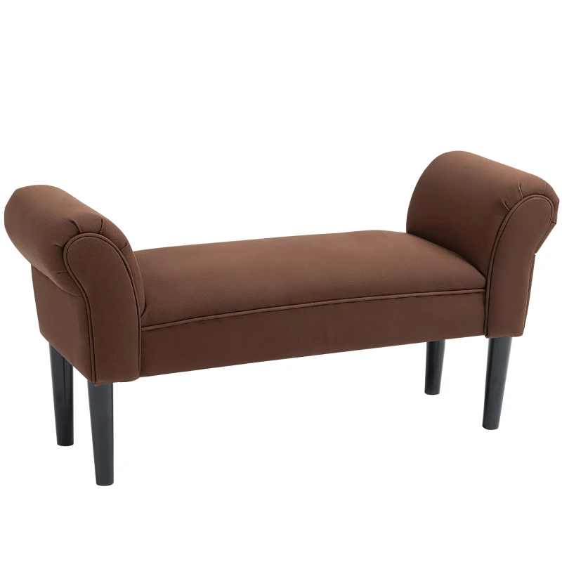 HOMCOM Banc Banquette Design Contemporain accoudoirs courbés Grand Confort 102L x 36l x 51H cm Marron