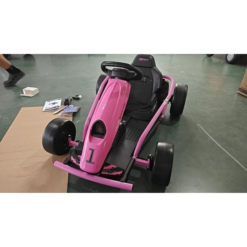 HOMCOM Go-kart électrique 24 V pour enfants Jusqu'à 13 km/h Gokart avec fonction drift, Drift-Kart à 2 moteurs pour 8–12 ans Rose