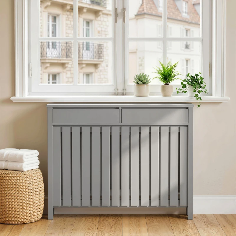 HOMCOM 93 x 119cm Modern Radiator Cover - Grey