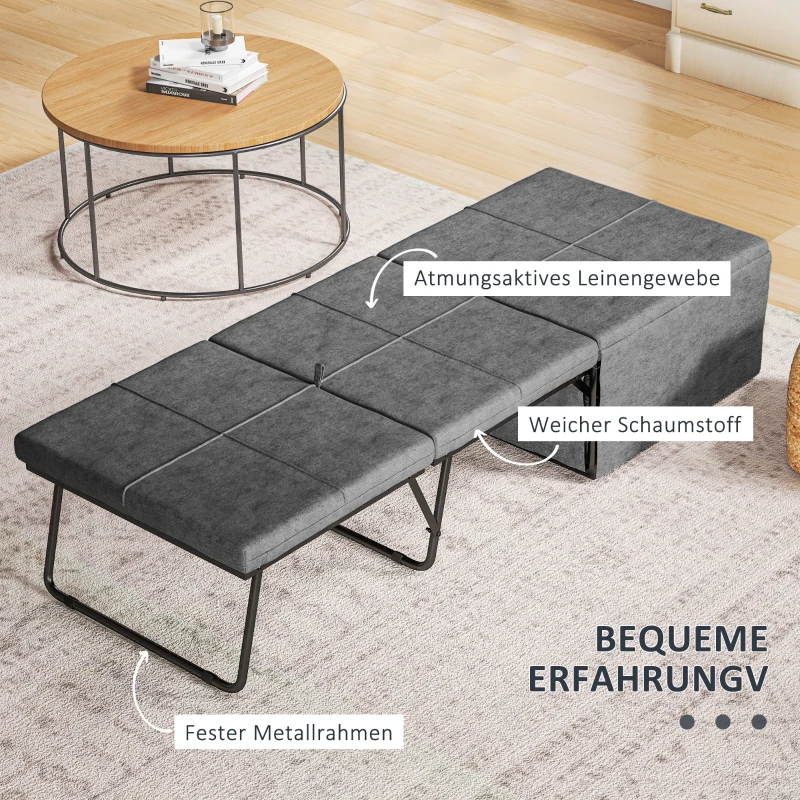 HOMCOM Klappbett, mit Matratze und Schutzabdeckung, 190 x 69 x 38,5 cm, Grau(m-4)