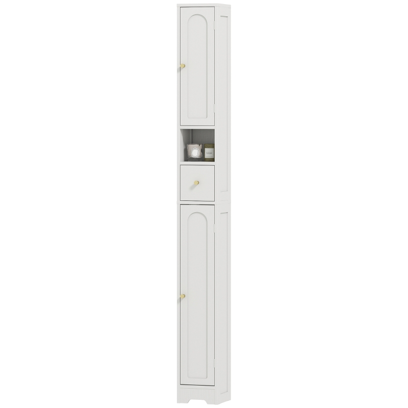 HOMCOM 185 cm Tall Bathroom Cabinet with Arched Doors - White