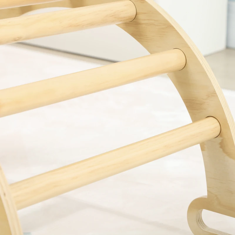 AIYAPLAY Arche escalade enfants bascule en bois d'intérieur pour garçons & filles, tout-petits de 18 à 48 mois, bois naturel