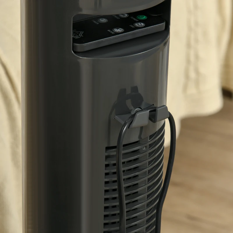 HOMCOM Ventilador de Torre Silencioso con Control Remoto 3 Velocidades 3 Modos Temporizador 10H Oscilación 70° Gris Oscuro