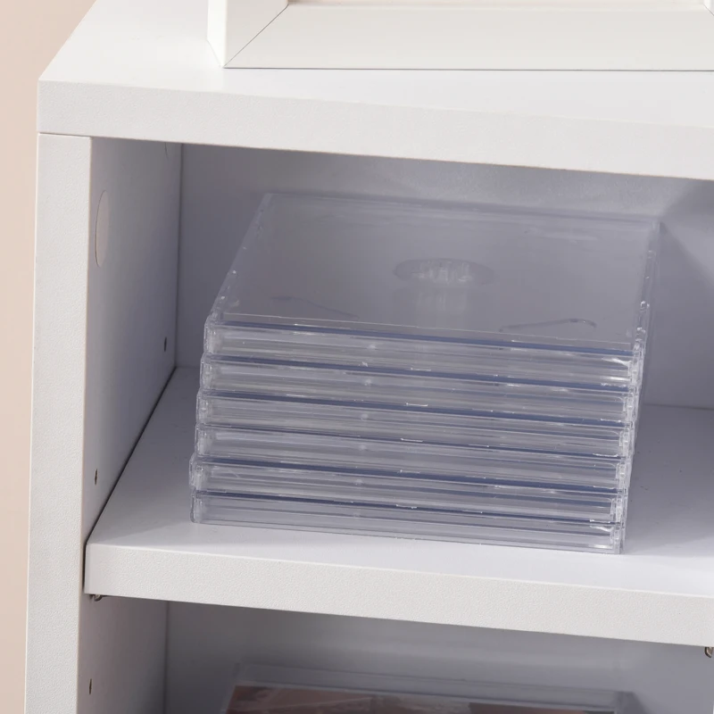HOMCOM cd-kast cd-rek met 6 vakken staande kast tweedelige set met twee open opbergvakken spaanplaat wit 21 x 22,5 x 88,5 cm