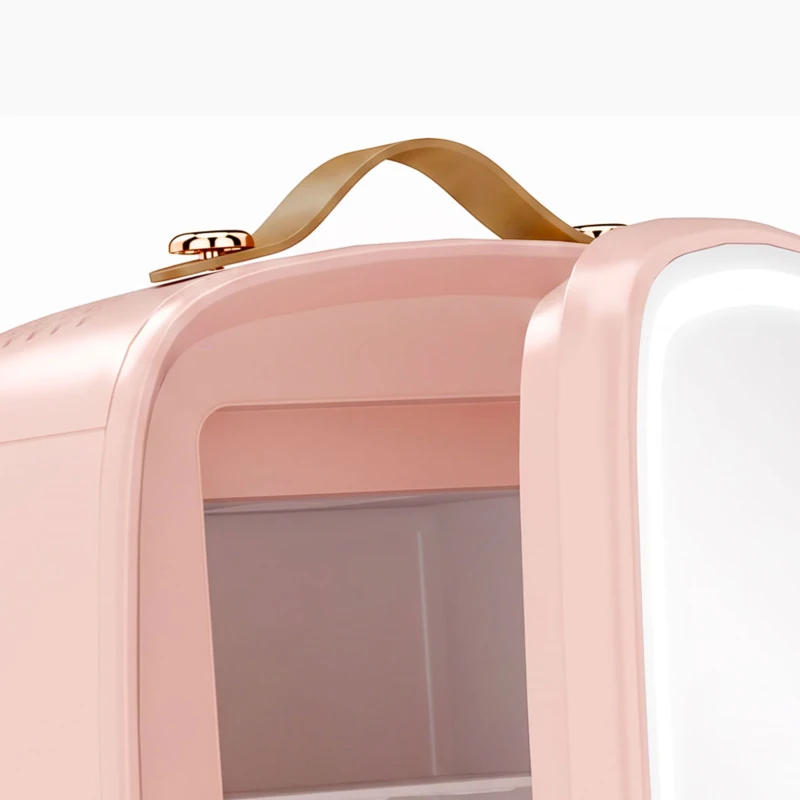 HOMCOM Nevera para Cosméticos Pequeña con 6L Capacidad con Puerta con Espejo y Luces LED Ajustables 24,3x19,4x35,6 cm Rosa