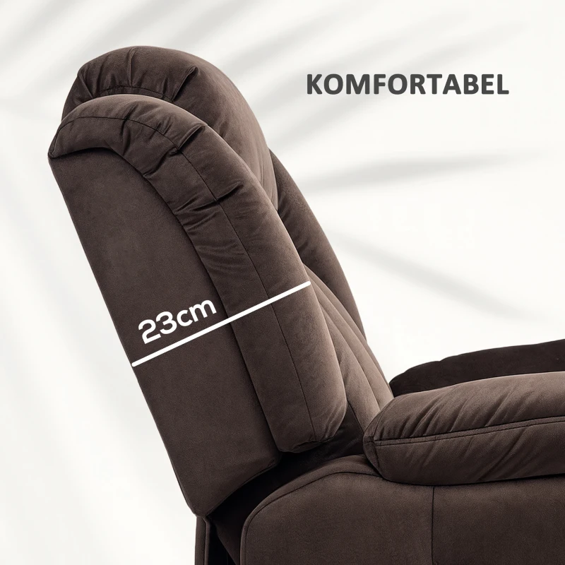HOMCOM Opsta-fauteuil met massagefunctie en lendenverwarming, relaxfauteuil met afstandsbedieningen en zijzakken, bruin(m-7)