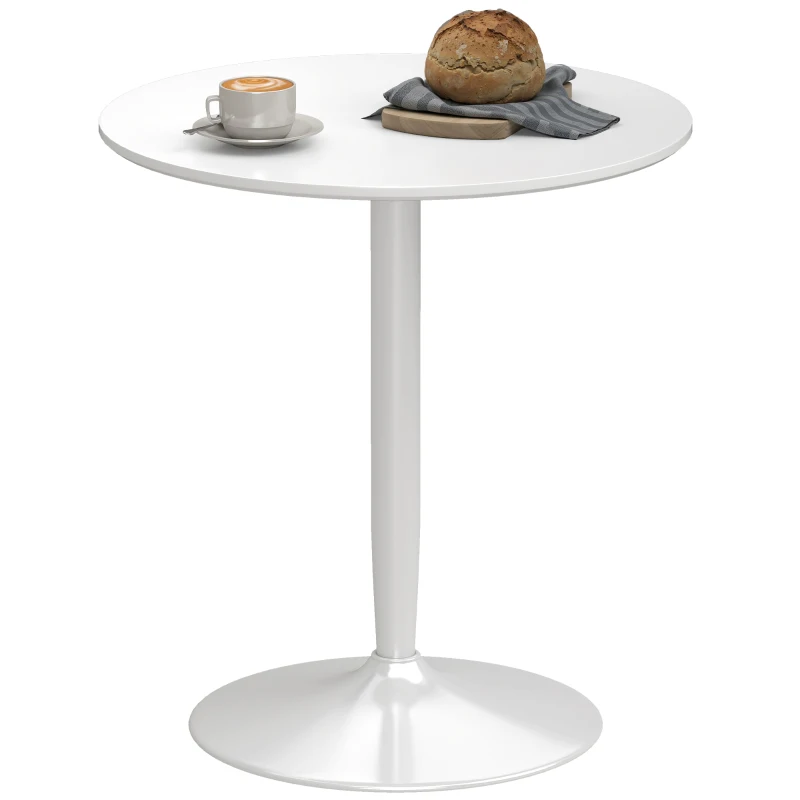 HOMCOM eettafel voor 2 personen, rond tafelblad, stalen voet, wit, 70 x 70 x 75 cm
