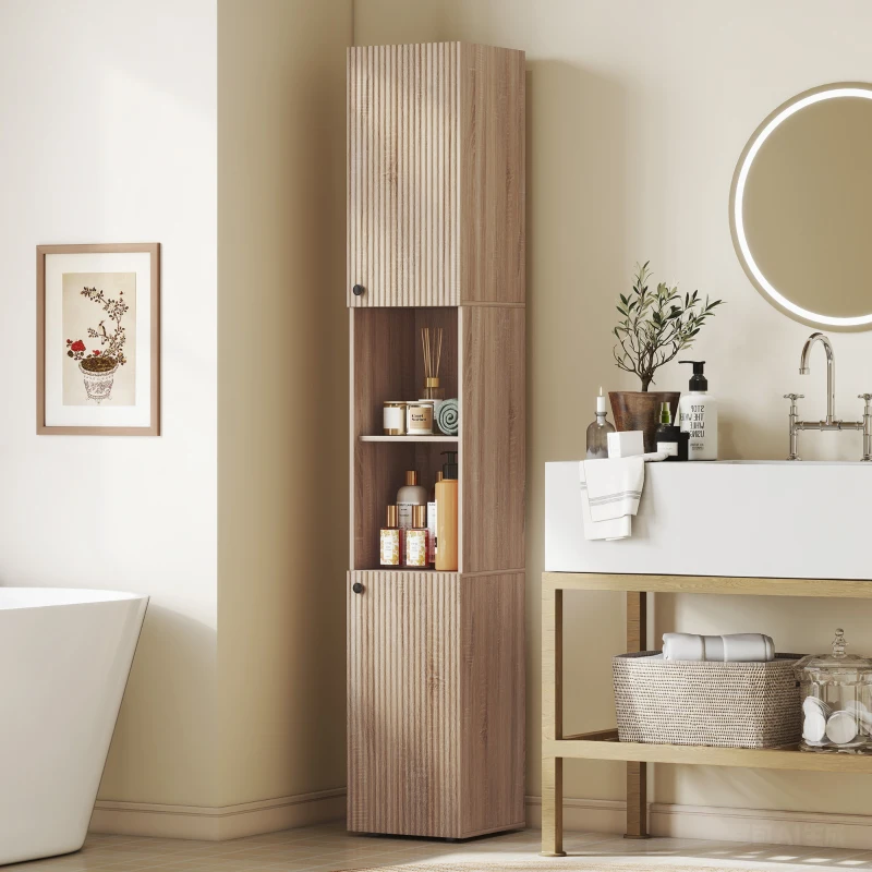 HOMCOM 6-Tier Tall Bathroom Cabinet - Natural