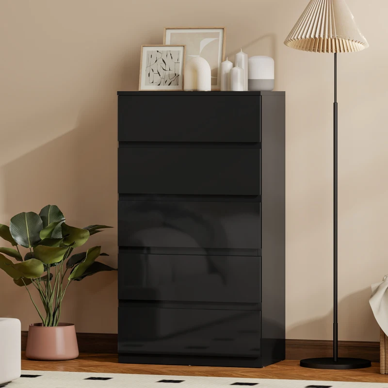 HOMCOM Chest of Drawers, 5-Drawer Storage Cabinets, Modern Dresser, Storage Drawer Unit for Bedroom