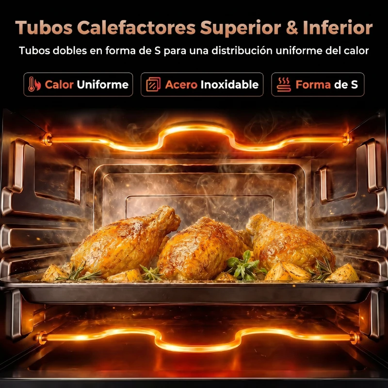HOMCOM Mini Horno Eléctrico 9L Horno Eléctrico Sobremesa 750W con Temperatura Ajustable Temporizador 35x24,6x20 cm Blanco Crema