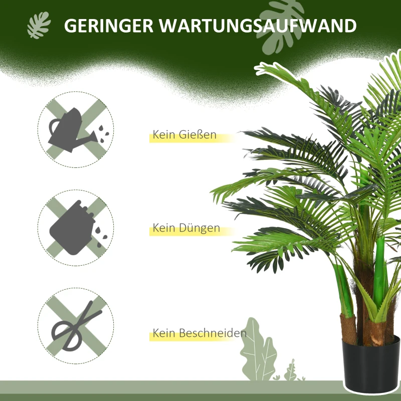 HOMCOM Kunstpalm, 1 m met Realistische Takken, Decoratieve Plant, Kunststof, In Pot, Bruin+Groen