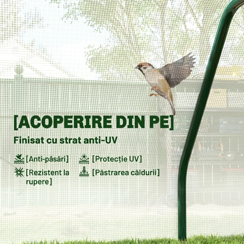 Outsunny Seră Mini pentru Grădină și Balcon din Plastic PE și Oțel, cu Închidere cu Fermoar, 99x71x60 cm