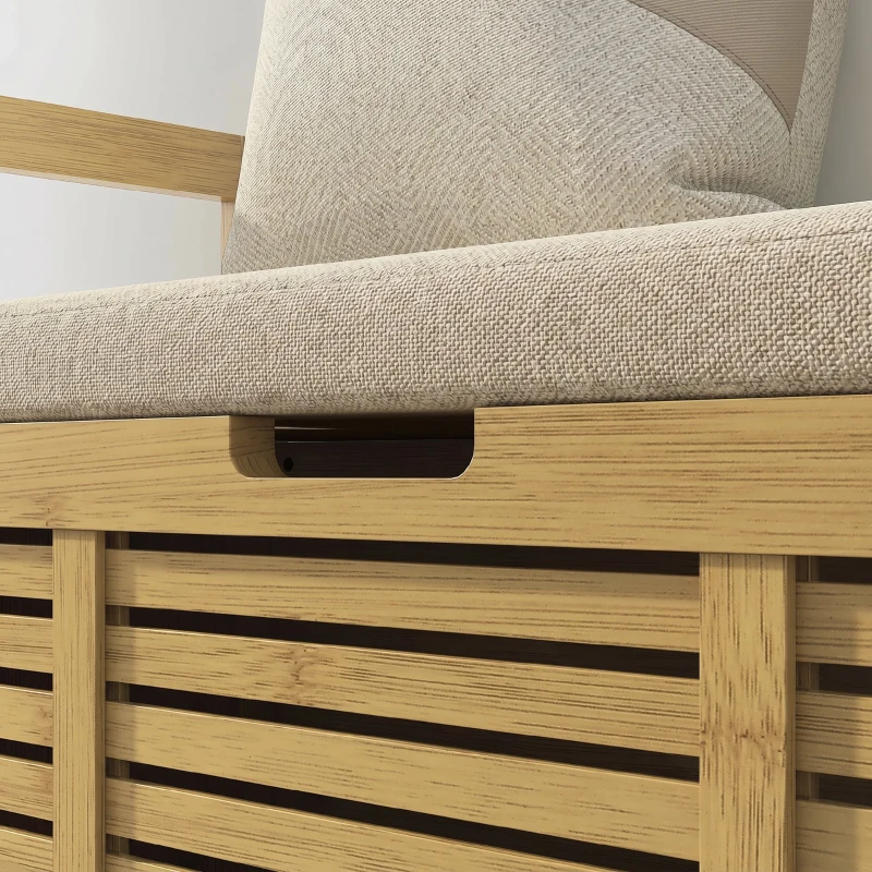 HOMCOM Bancă Pantofar cu Lamele pentru Hol, Design Rabatabil, din Lemn de Bambus, 100x40x60 cm