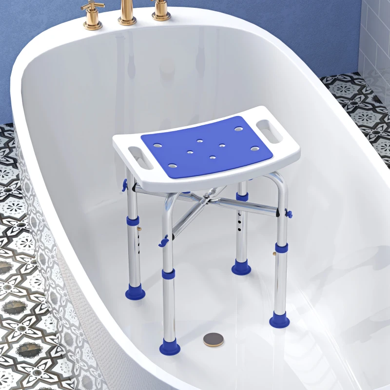 HOMCOM 44-51.5cm Aluminium Frame Shower/Bath Stool - White