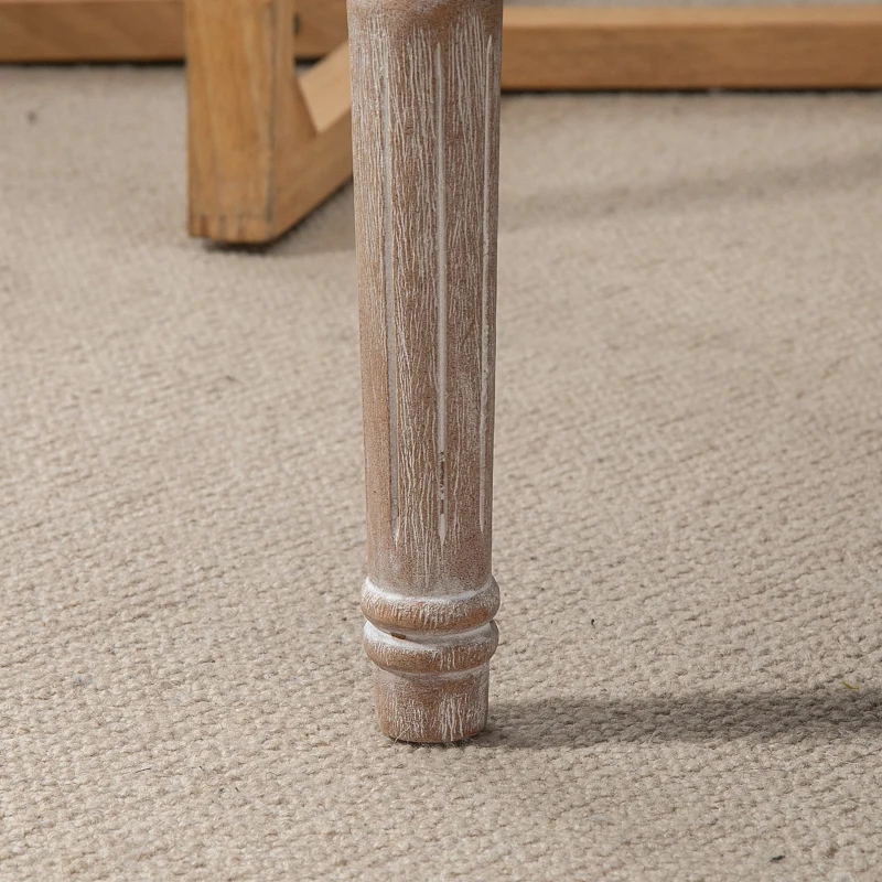 HOMCOM Gestoffeerde zitkruk, gestoffeerde bank, voetenkruk, hout en stofbekleding in linnenlook, 80L x 40B x 43H cm, Crèmewit