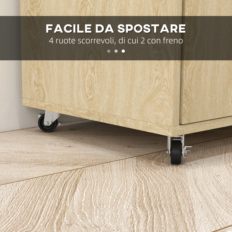HOMCOM Carrello da Cucina in Truciolato con Ripiano Aperto, Armadietto a 2 Ante e Scaffale Laterale, 75x40x80.5 cm