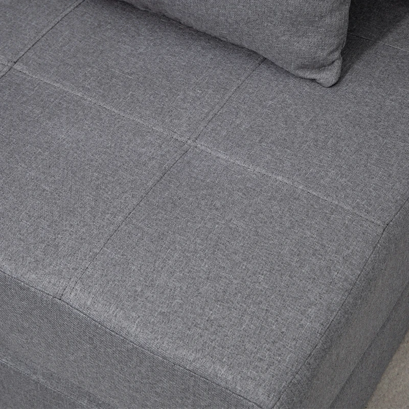 HOMCOM Convertible Chair Bed, Floor Sofa Bed Recliner, Fabric Upholstered Sleeper Lounge Futon with Pillow for Living Room, Dark Grey