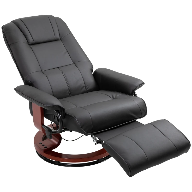HOMCOM Reclining Swivel Chair, with Footrest - Black