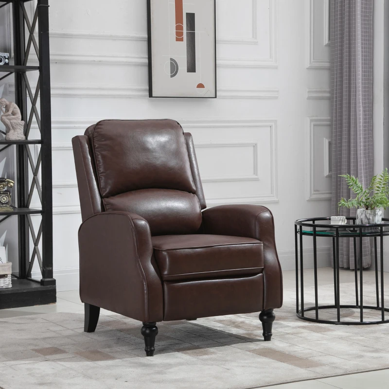HOMCOM Poltrona Relax Reclinabile 90° e 150° Manuale in Pelle