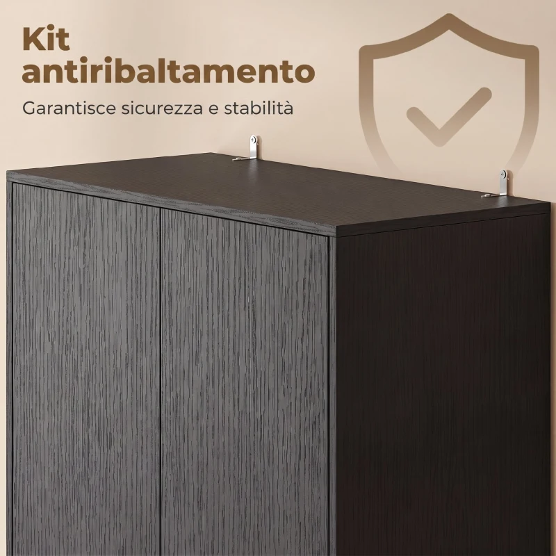 HOMCOM Dispensa Cucina 170cm, Contenitore con Mensola Regolabile, Effetto Legno Nero
