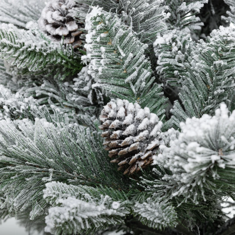 HOMCOM LED-Verlichte Kerstboom, Set van 2, 90 cm, Dennenappels, Rode Bessen, Brandveilig, Groen/Wit