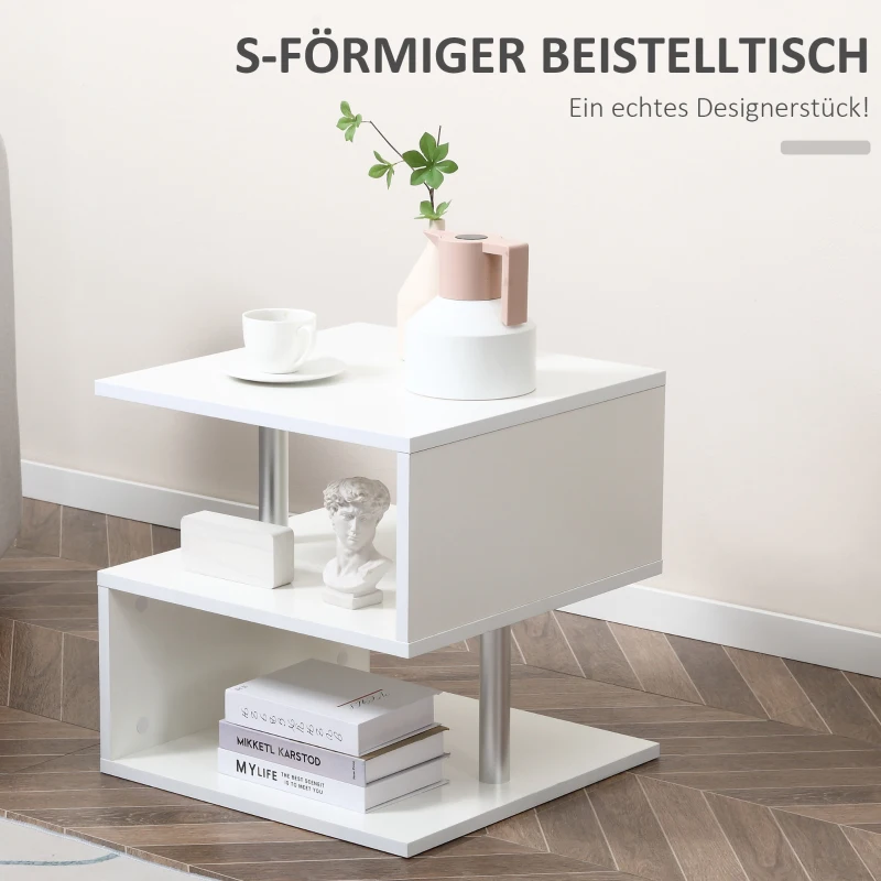 HOMCOM Salontafel bijzettafel koffietafel theetafel woonkamertafel wit houtnerf