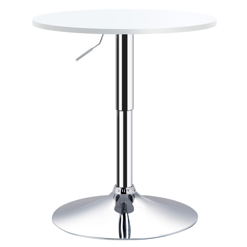 HOMCOM Table de bar ronde mange-debout table de bistro hauteur réglable 69-93 cm et plateau pivotant, base en métal
