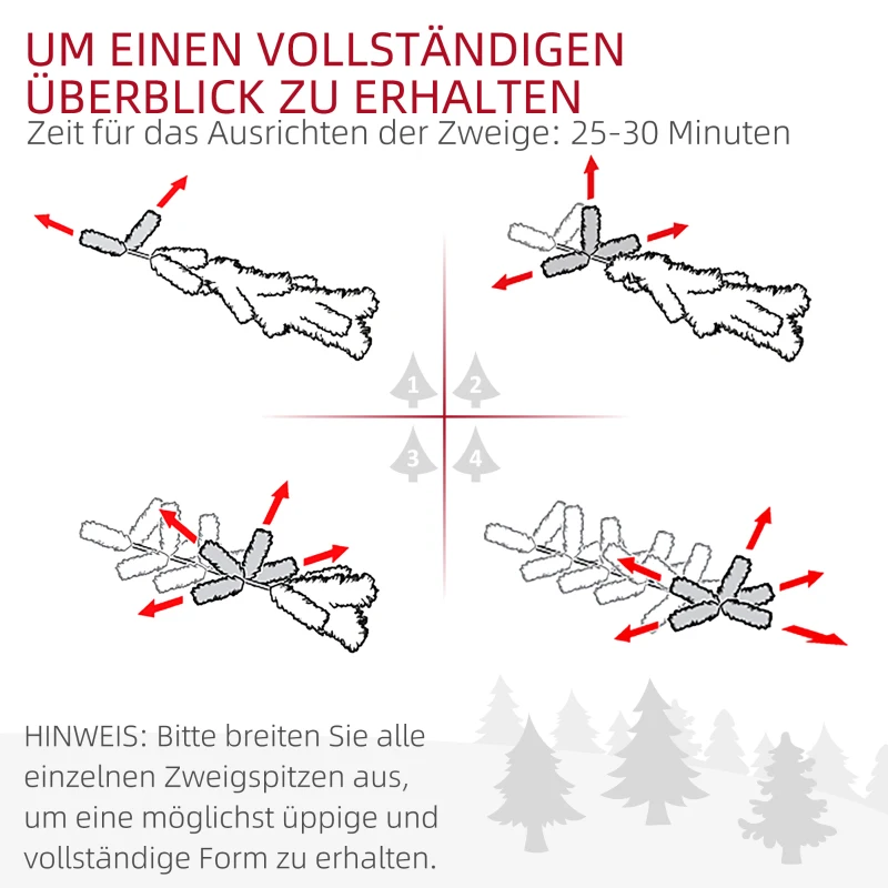 HOMCOM Kunstkerstboom met Sneeuw, 183 cm, 1489 Takken, Inklapbare Metalen Standaard, Kerstdecoratie Binnen, Groen