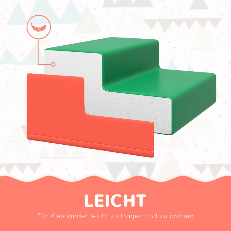 HOMCOM 4-delige Zacht Speelblokkenset voor Klimmen en Glijden, Kunstleer Bekleed, voor Kinderen van 1-3 Jaar, Meerkleurig