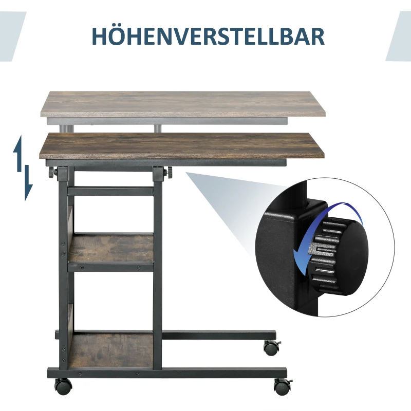 HOMCOM bijzettafel salontafel met wielen(m-6)