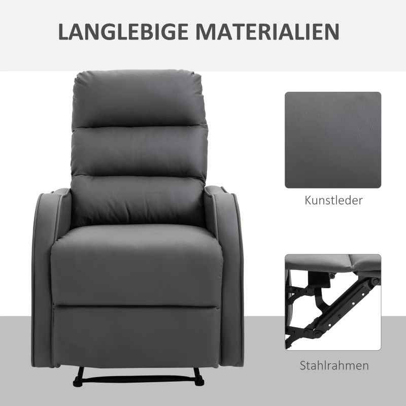 HOMCOM Relaxstoel met voetensteun, ligstoel, uitklapbare voetensteun, kunstleer, zwart