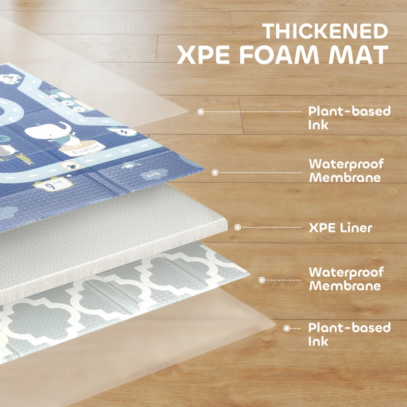 AIYAPLAY Foldable Baby Play Mat, Baby Playpen, Reversible Foam Playmat, Floor Mats for Toddlers, Traffic and Grey Diamond Theme