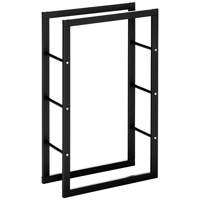 HOMCOM Brandhoutstandaard brandhoutopslag brandhoutrek brandhouthouder 100 kg staal zwart 40 L x 25 B x 100 H cm